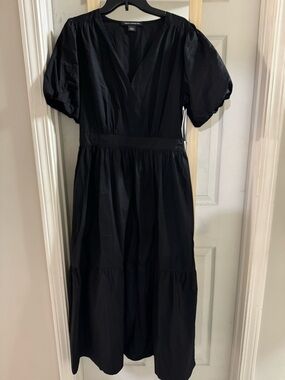 French Connection Black Puff-Sleeve Maxi Dress NWT